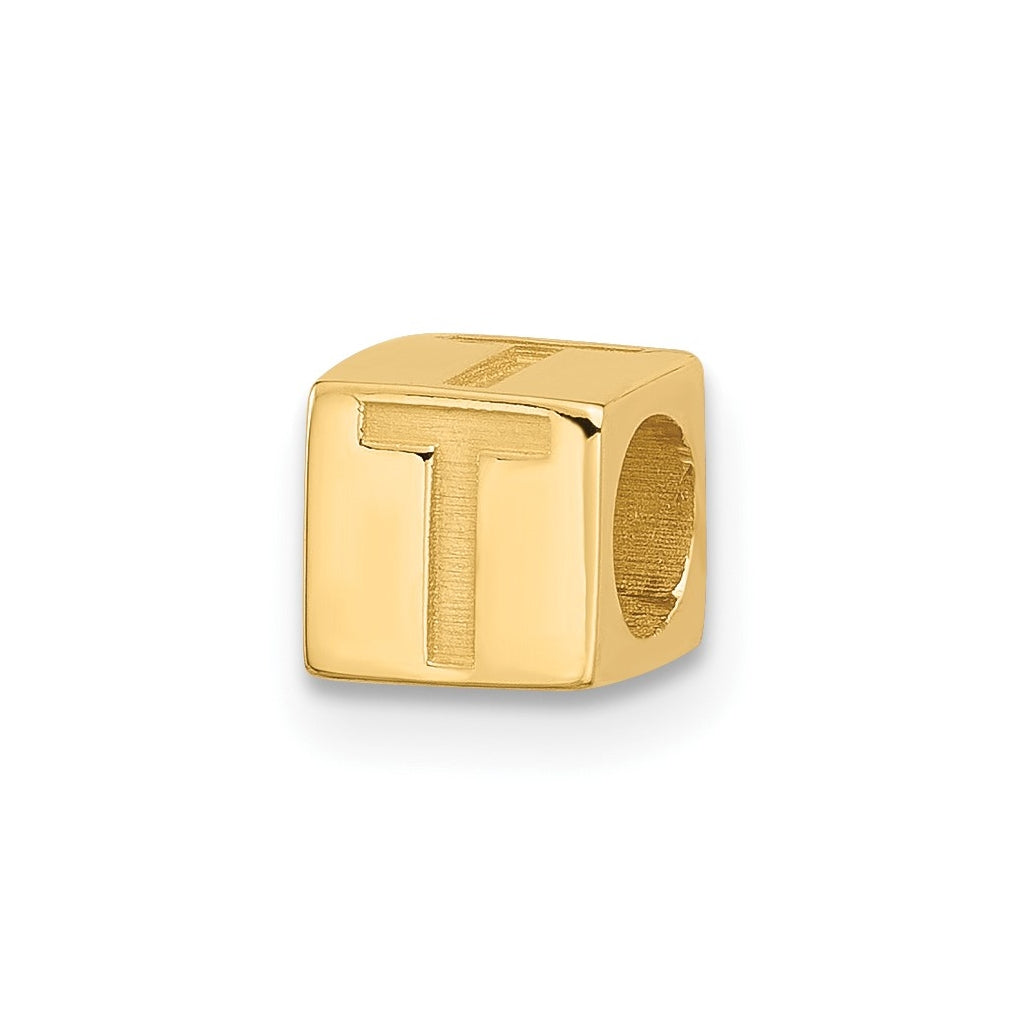 14K Yellow Gold Alphabet Bead Letter