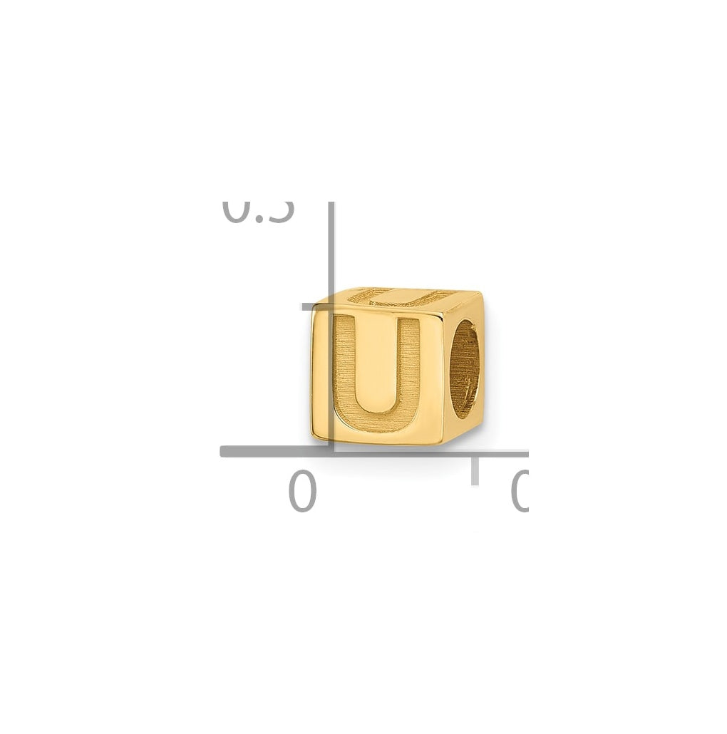 14K Yellow Gold Alphabet Bead Letter