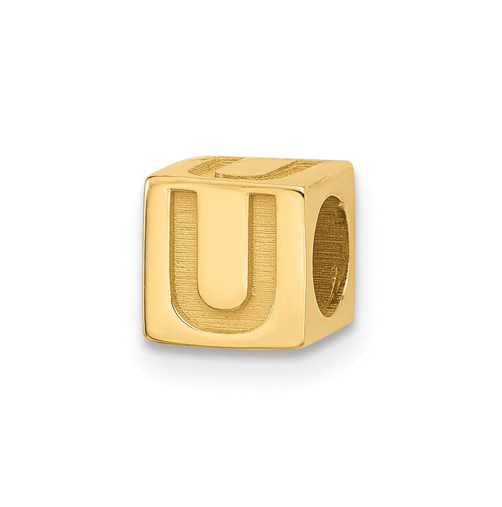 14K Yellow Gold Alphabet Bead Letter