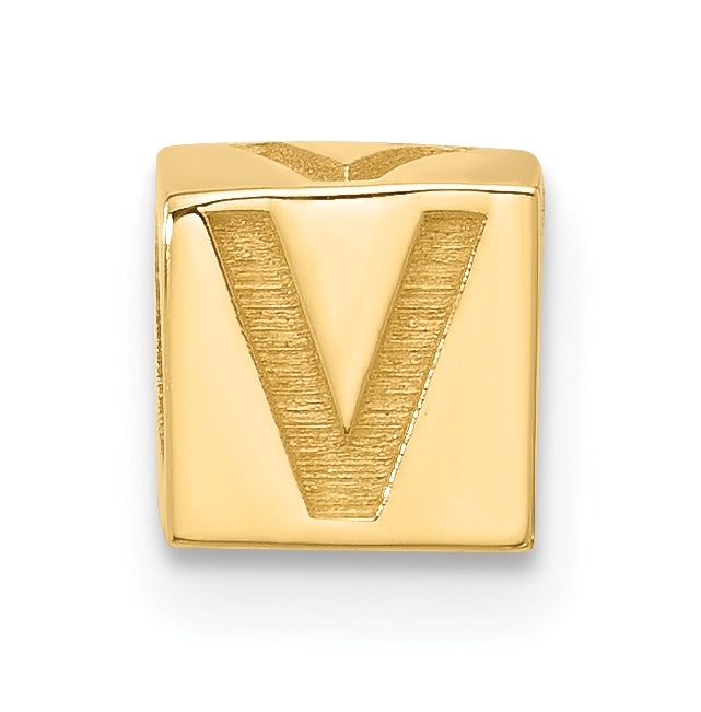 14K Yellow Gold Alphabet Bead Letter