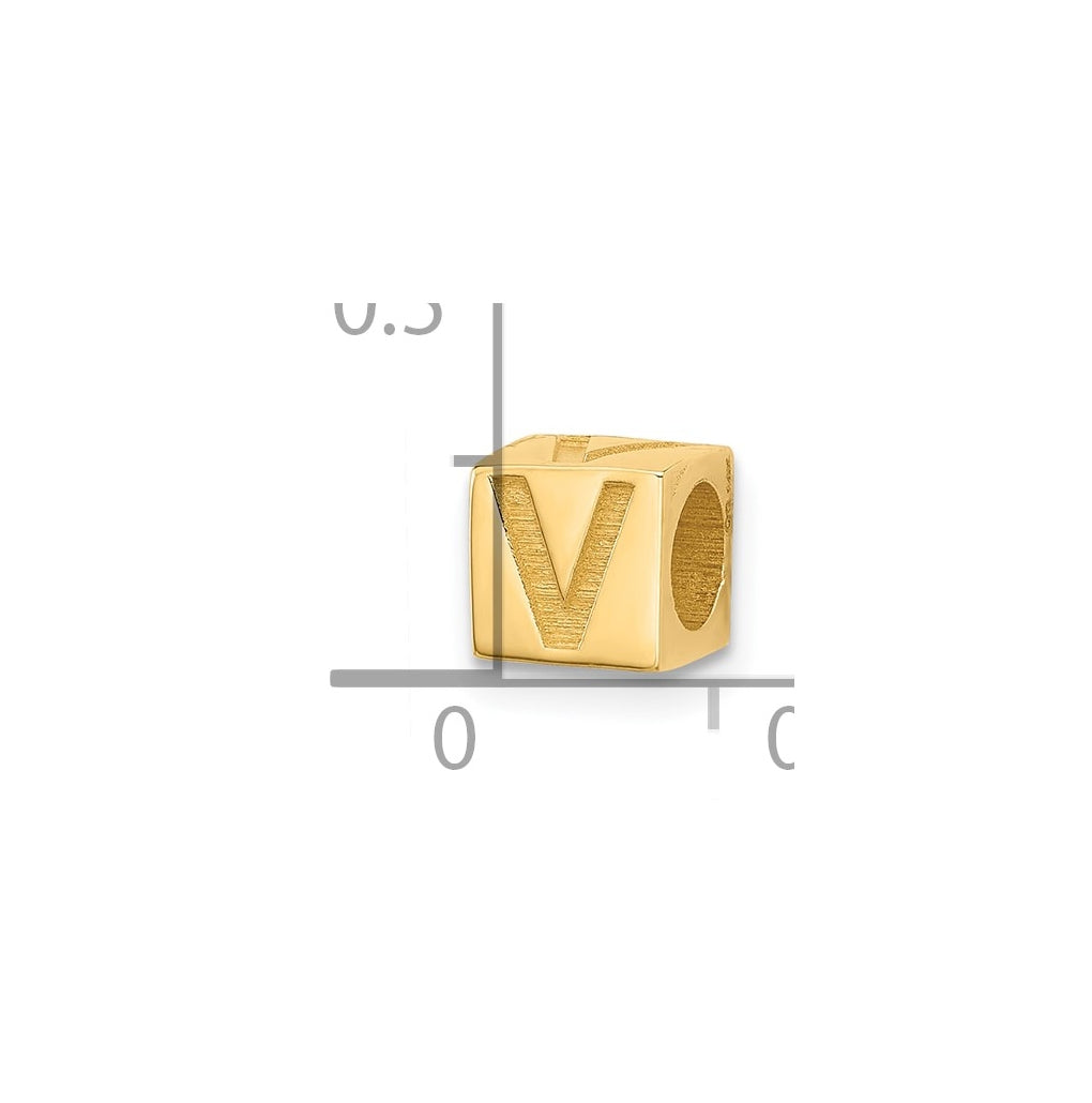 14K Yellow Gold Alphabet Bead Letter