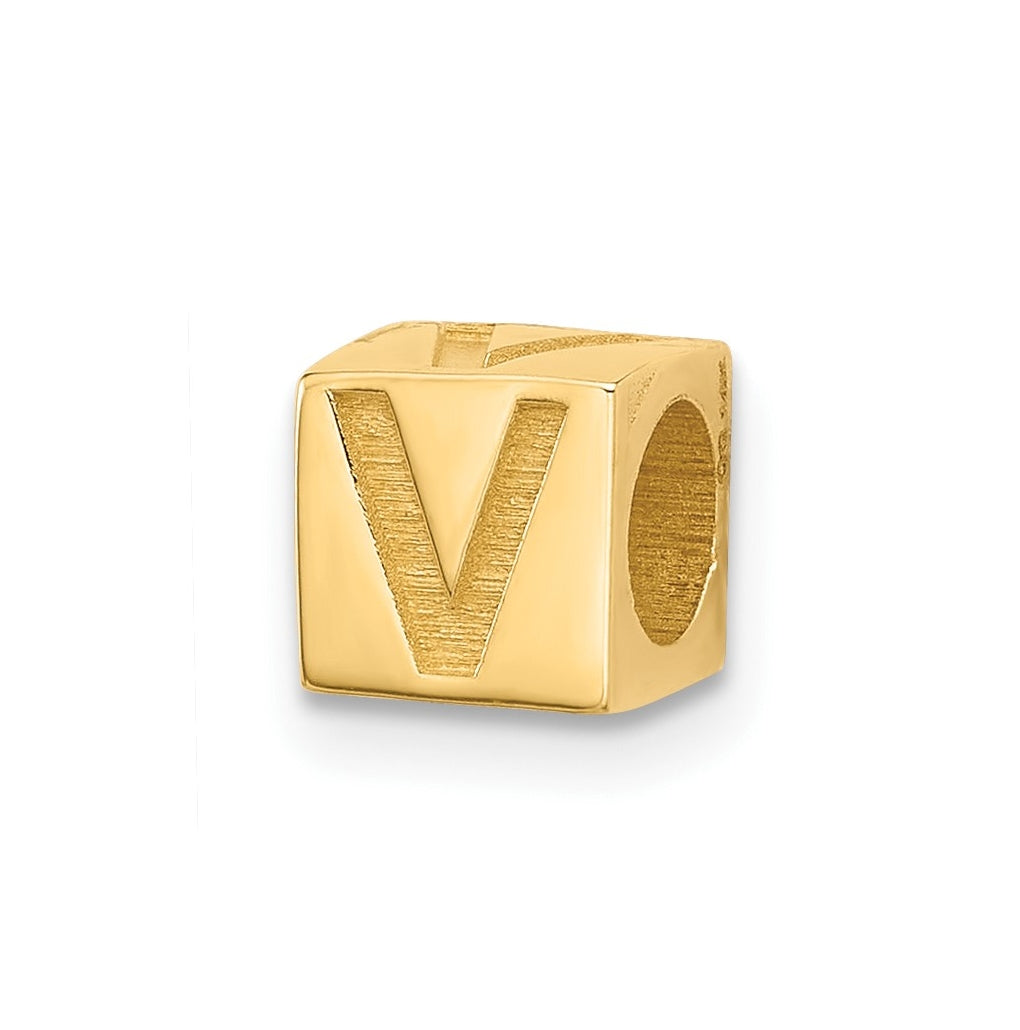 14K Yellow Gold Alphabet Bead Letter