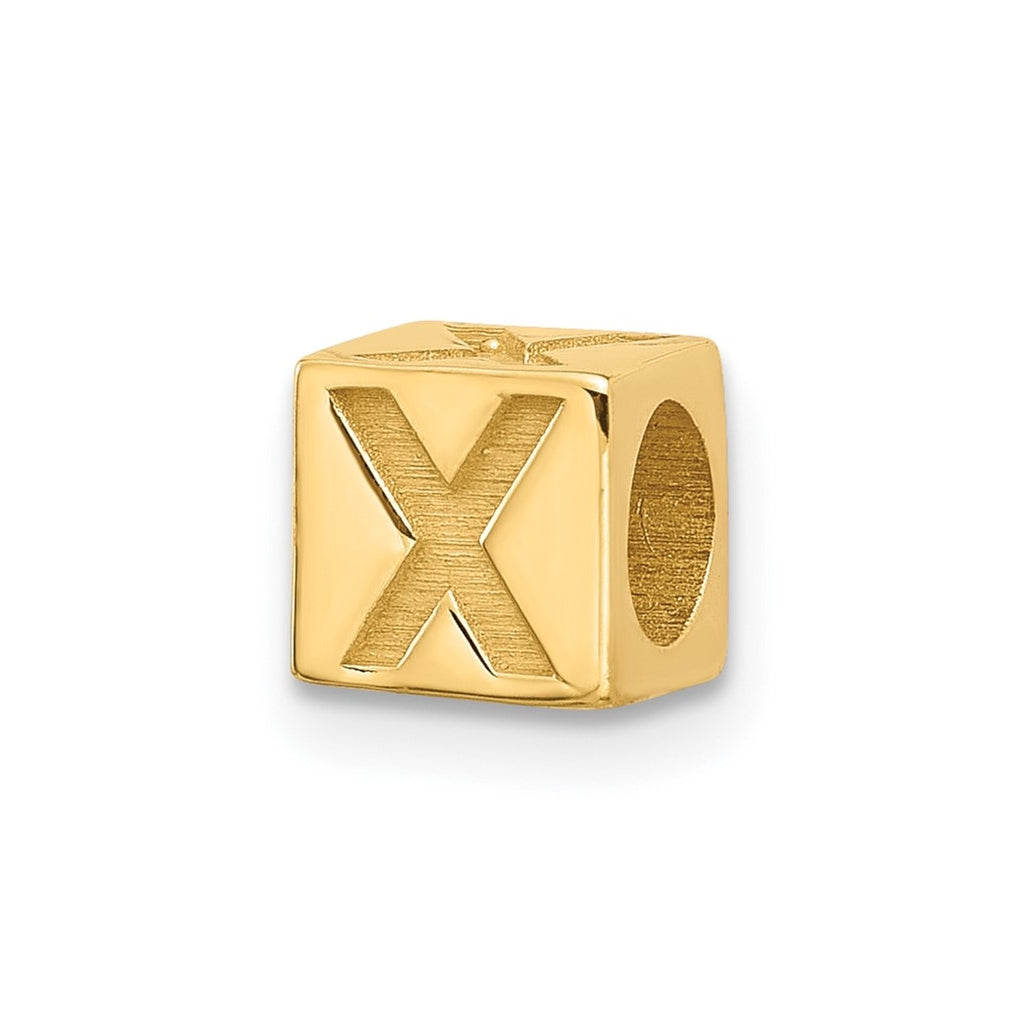 14K Yellow Gold Alphabet Bead Letter
