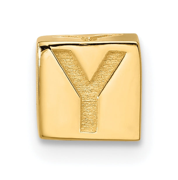 14K Yellow Gold Alphabet Bead Letter