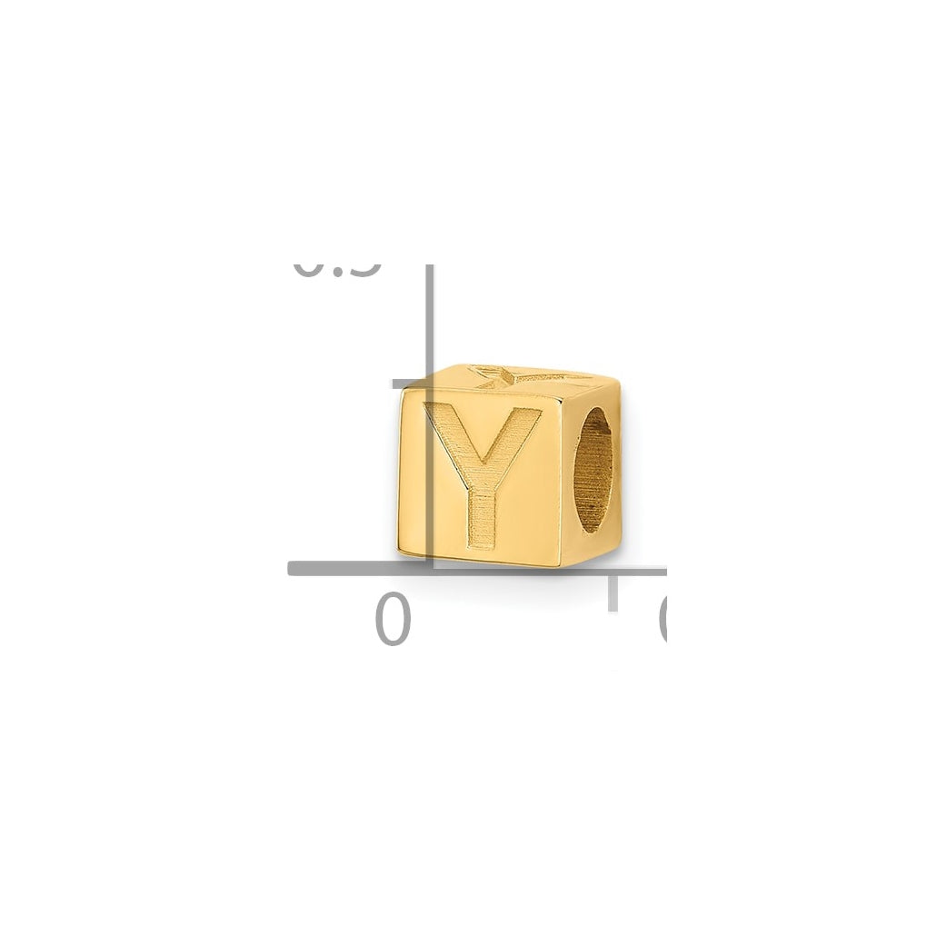 14K Yellow Gold Alphabet Bead Letter