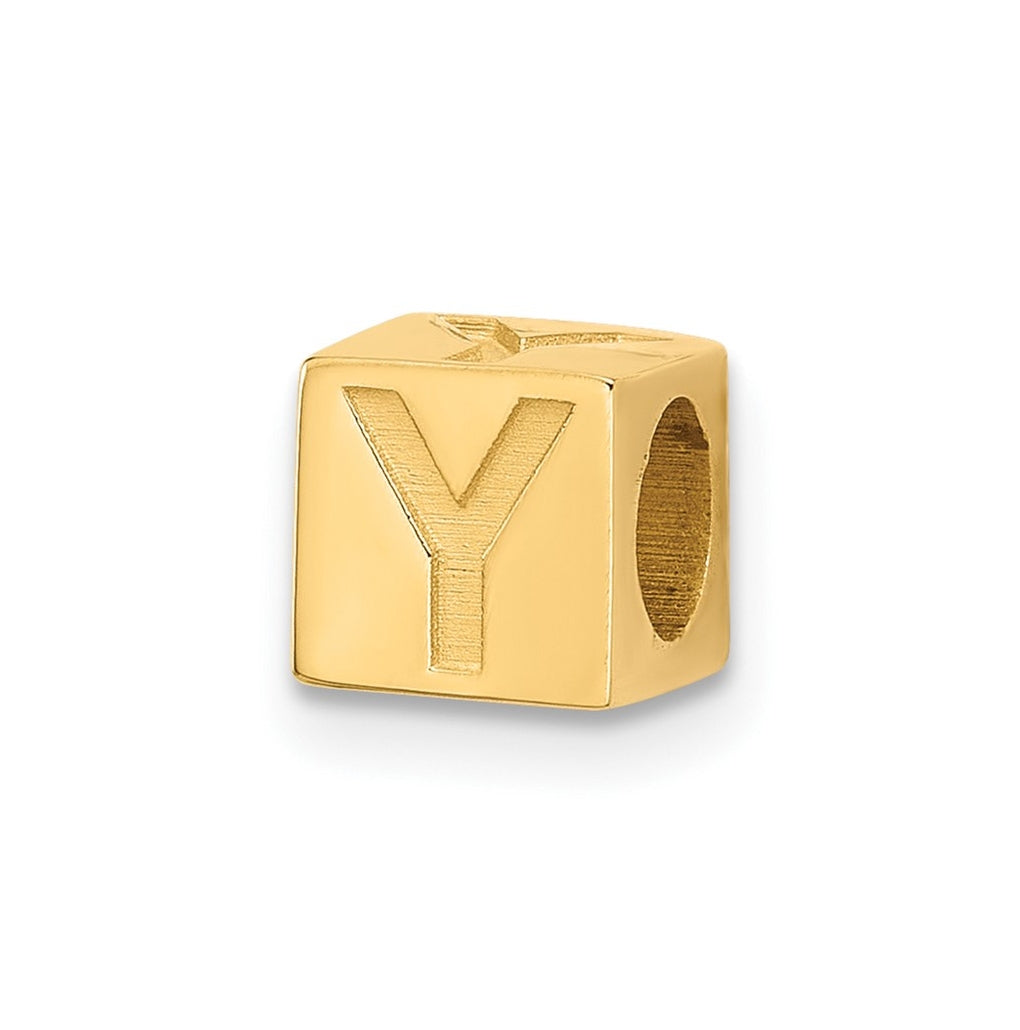14K Yellow Gold Alphabet Bead Letter