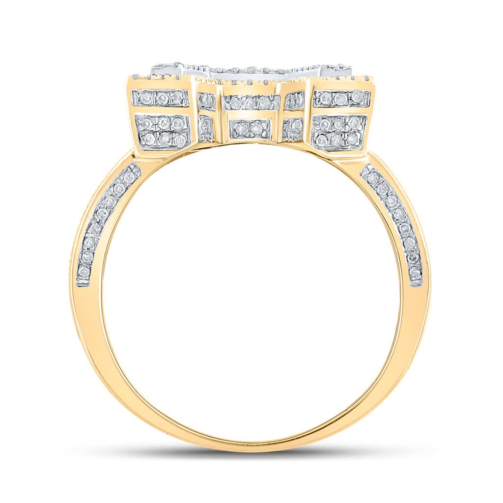 10K Two-tone Gold Mens Round Diamond Initial Letter Ring, Mens Size: 7-13
