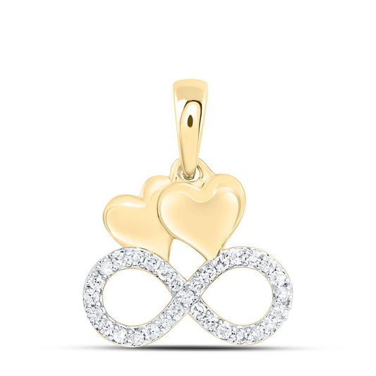 10K Yellow Gold 1/8 Cttw Natural Diamond Gift Heart Inifinity Pendant