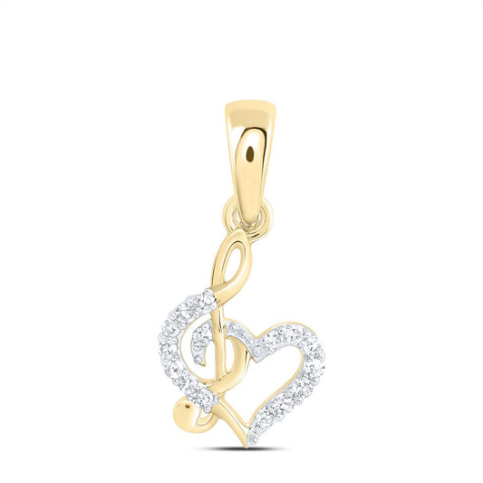 10K Yellow Gold 1/20 Cttw Natural Diamond Gift Heart Pendant