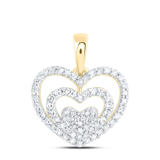 10K Yellow Gold 1/3 Cttw Natural Diamond Fashion Heart Pendant