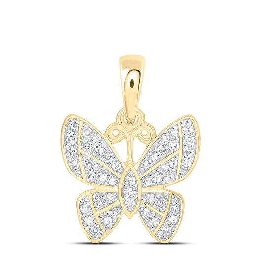 10K Yellow Gold 1/5 Cttw Natural Diamond Fashion Butterfly Pendant
