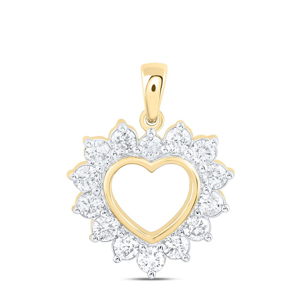 14K Yellow Gold 1 Cttw Natural Diamond Cn Fashion Heart Pendant