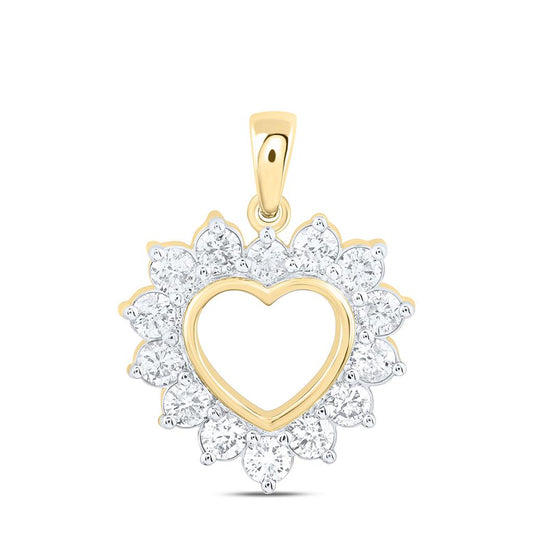 14K Yellow Gold 1 Cttw Natural Diamond Cn Fashion Heart Pendant