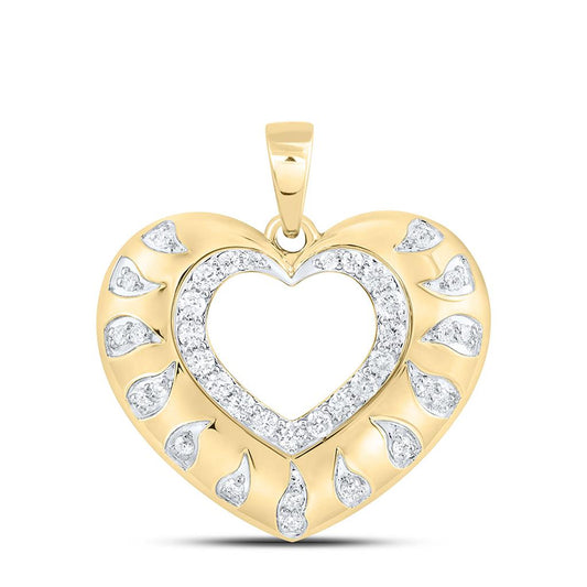 10K Yellow Gold 1/3 Cttw Natural Diamond Cn Fashion Heart Pendant