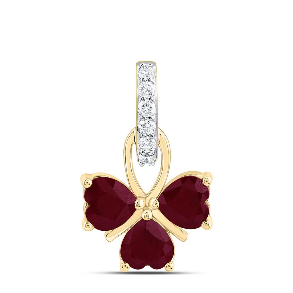 14K Yellow Gold 1/10 Cttw Natural Diamond Ana M 5 Mm Heart Natural Gem Heart Pendant