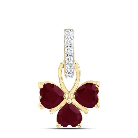14K Yellow Gold 1/10 Cttw Natural Diamond Ana M 5 Mm Heart Natural Gem Heart Pendant