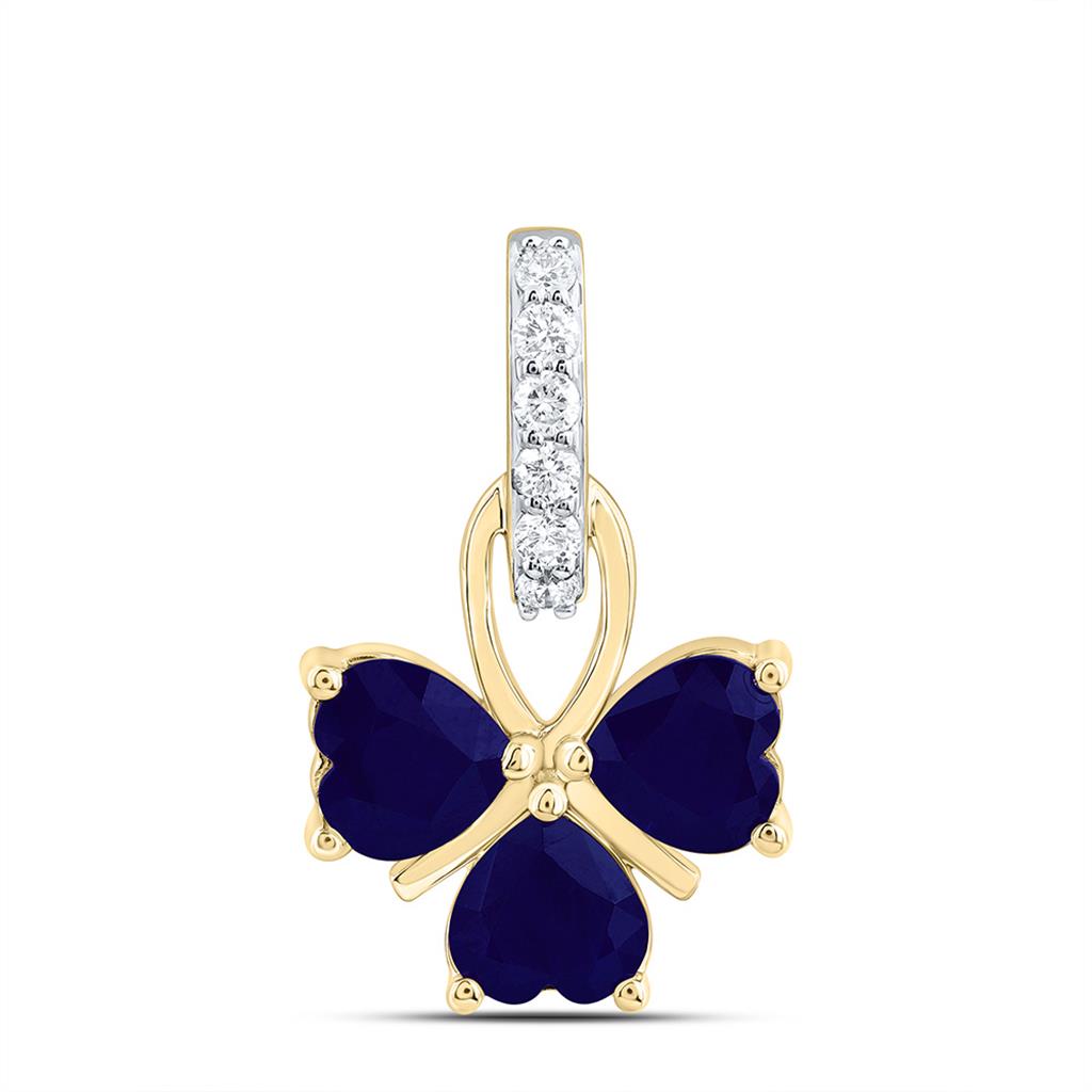 14K Yellow Gold 1/10 Cttw Natural Diamond Ana M 5 Mm Heart Natural Gem Heart Pendant