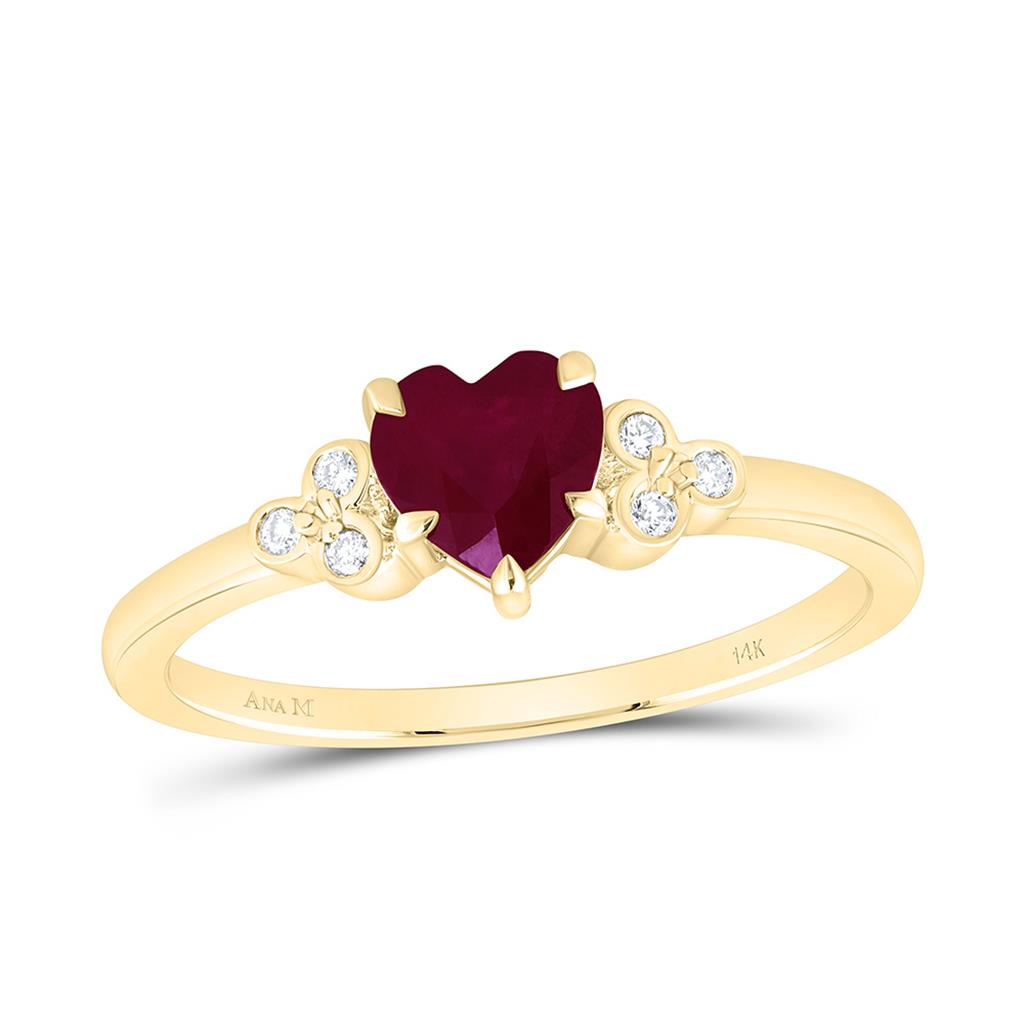 14K Yellow Gold 1/20 Cttw Natural Diamond Ana M 5.50 Mm Heart Natural Gem Heart Ring