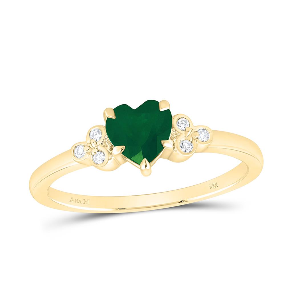 14K Yellow Gold 1/20 Cttw Natural Diamond Ana M 5.50 Mm Heart Natural Gem Heart Ring
