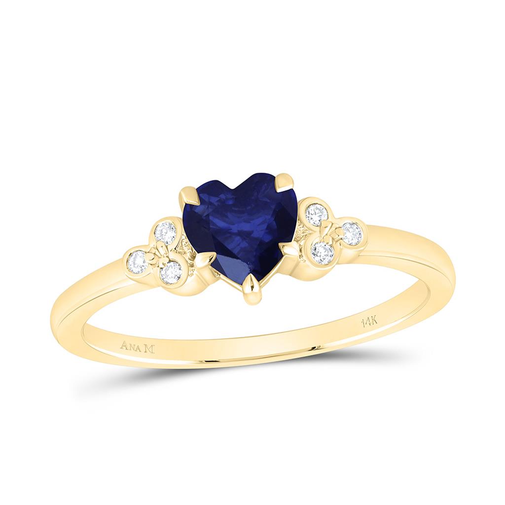 14K Yellow Gold 1/20 Cttw Natural Diamond Ana M 5.50 Mm Heart Natural Gem Heart Ring