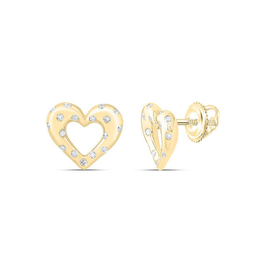 10K Yellow Gold 1/6 Cttw Natural Diamond Cn Fashion Heart Earring