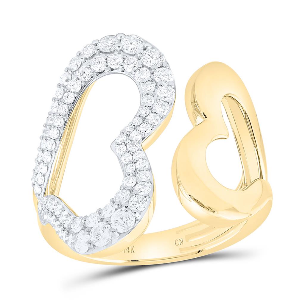 14K Yellow Gold 3/4 Cttw Natural Diamond Cn Fashion Heart Ring