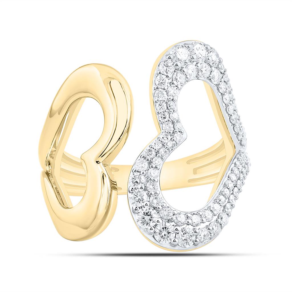 14K Yellow Gold 3/4 Cttw Natural Diamond Cn Fashion Heart Ring