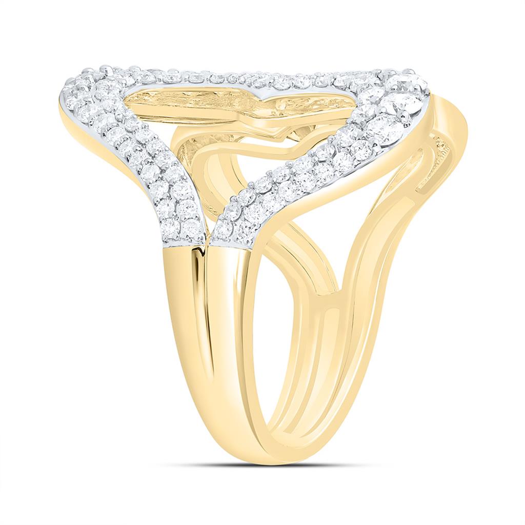 14K Yellow Gold 3/4 Cttw Natural Diamond Cn Fashion Heart Ring