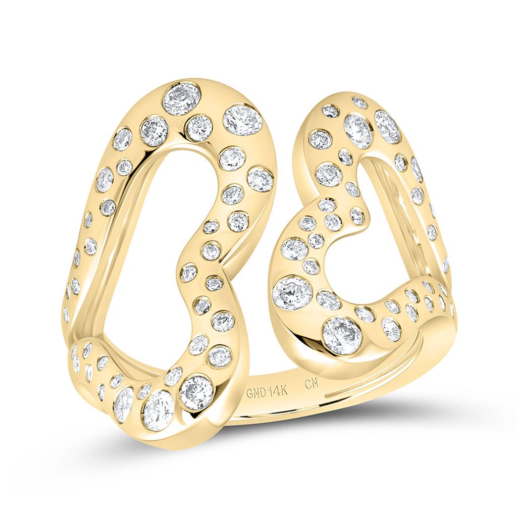 14K Yellow Gold 3/4 Cttw Natural Diamond Cn Fashion Heart Ring