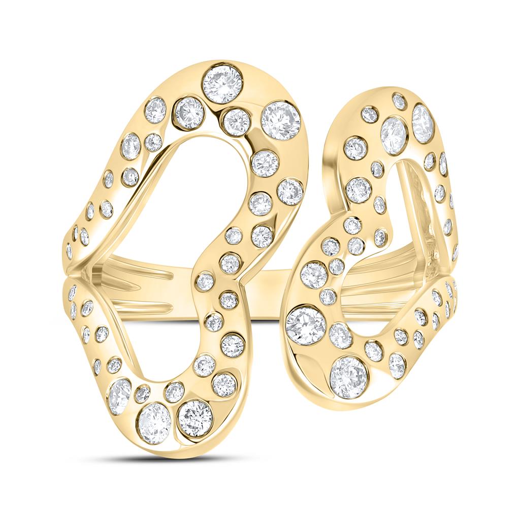 14K Yellow Gold 3/4 Cttw Natural Diamond Cn Fashion Heart Ring