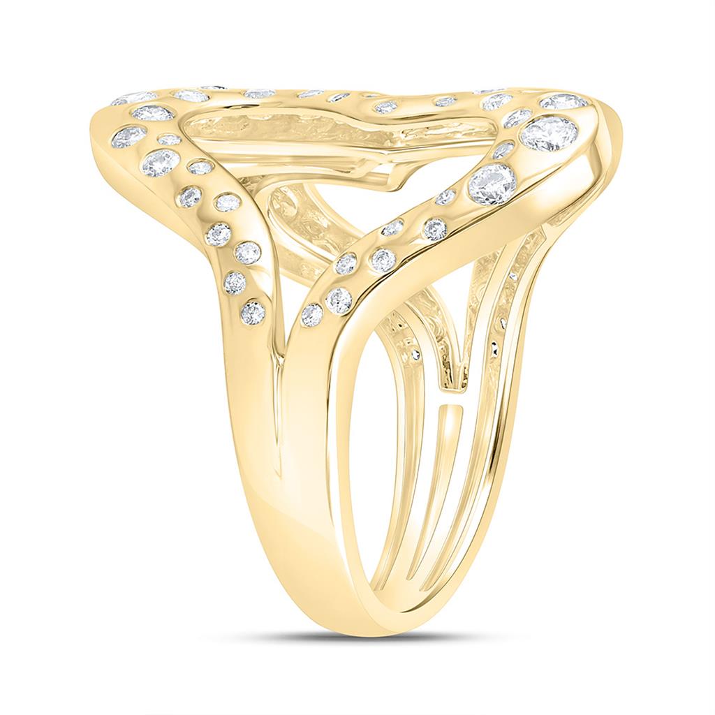 14K Yellow Gold 3/4 Cttw Natural Diamond Cn Fashion Heart Ring