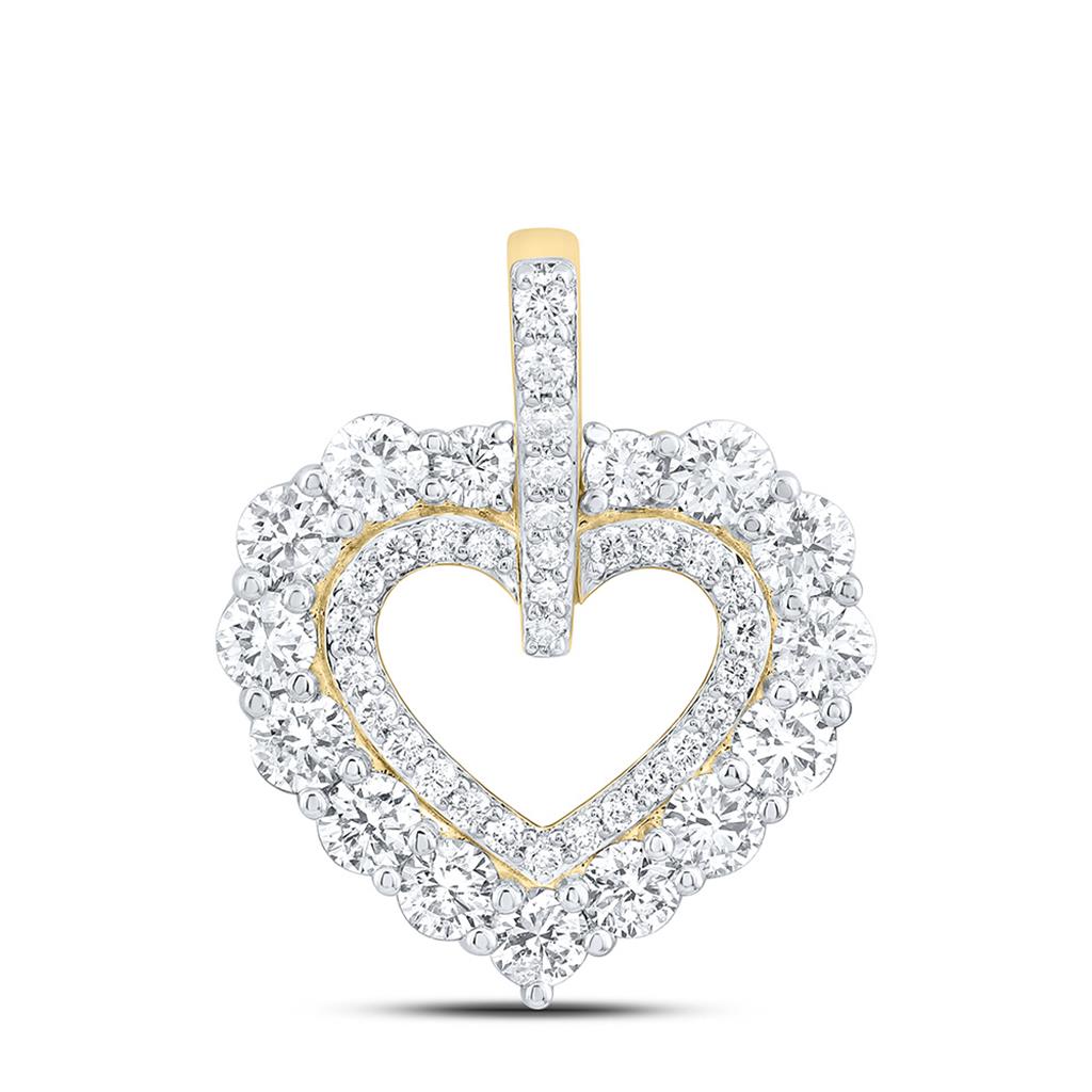 14K Yellow Gold 1 Cttw Natural Diamond Ana M Fashion Heart Pendant