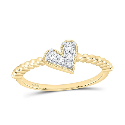 10K Yellow Gold 1/6 Cttw Natural Diamond Cn Fashion Heart Ring