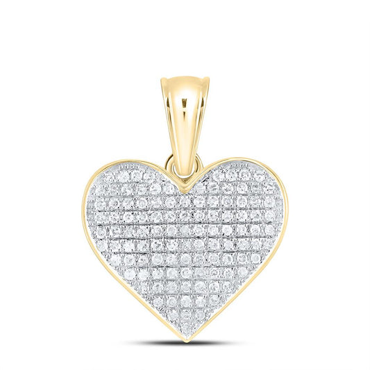 10K Yellow Gold 1/3 Cttw Natural Diamond Fashion Heart Pendant