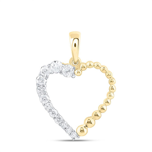10K Yellow Gold 1/3 Cttw Natural Diamond Gift Heart Pendant