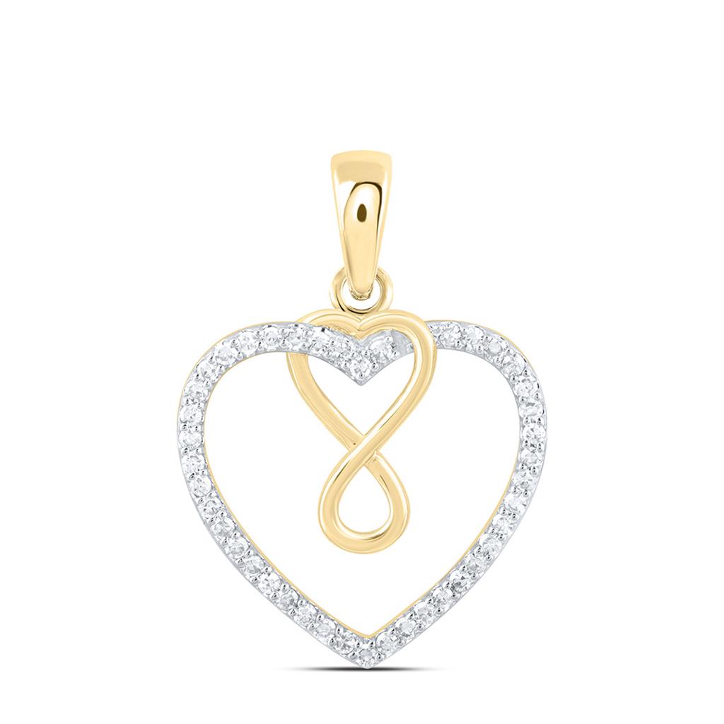 10K Yellow Gold 1/6 Cttw Natural Diamond Fashion Infinity Heart Pendant