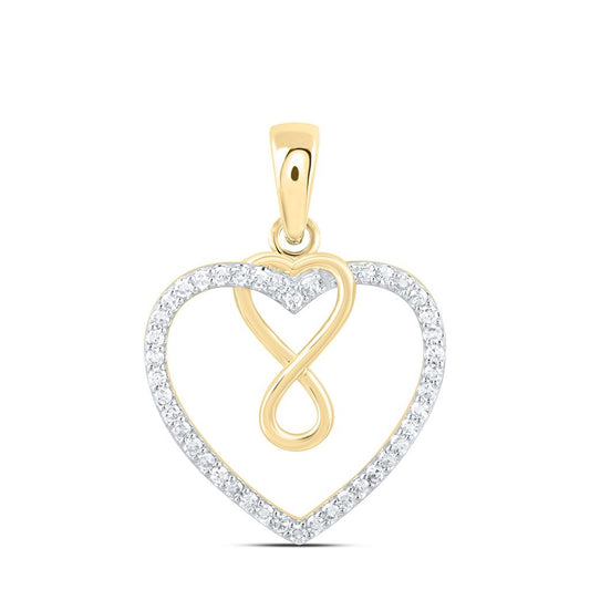 10K Yellow Gold 1/6 Cttw Natural Diamond Fashion Infinity Heart Pendant