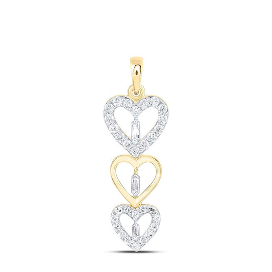10K Yellow Gold 3/8 Cttw Natural Diamond Gift Heart Pendant