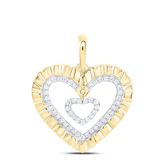10K Yellow Gold 1/6 Cttw Natural Diamond Gift Heart Pendant