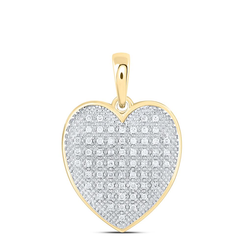 Sterling Silver Yellow Tone 1/6 Cttw Natural Diamond Gift Heart Pendant