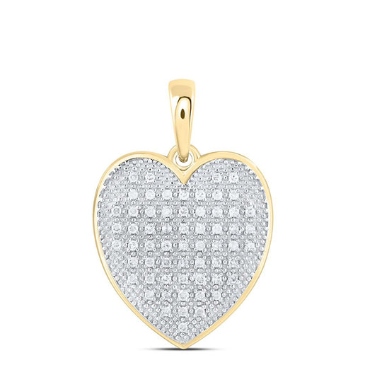 Sterling Silver Yellow Tone 1/6 Cttw Natural Diamond Gift Heart Pendant