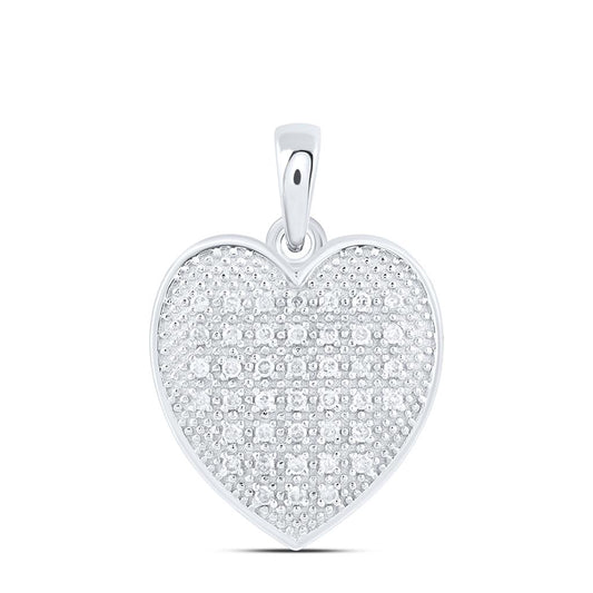 Sterling Silver 1/10 Cttw Natural Diamond Gift Heart Pendant