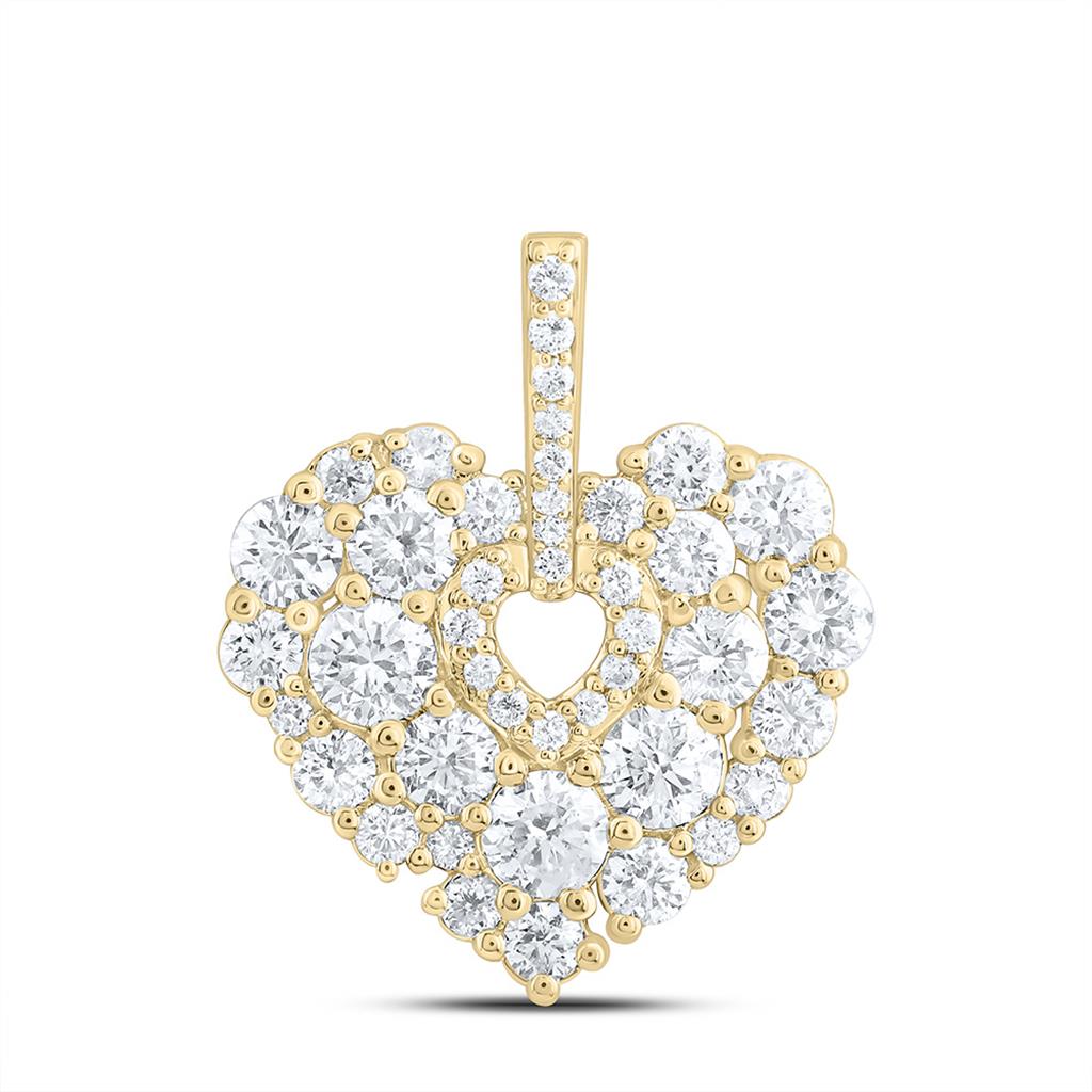 14K Yellow Gold 1 Cttw Natural Diamond Cn Fashion Heart Pendant