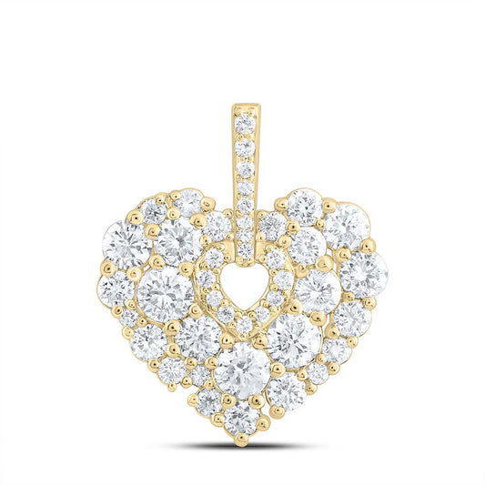 14K Yellow Gold 1 Cttw Natural Diamond Cn Fashion Heart Pendant