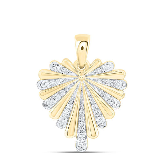 10K Yellow Gold 1/5 Cttw Natural Diamond Fashion Heart Pendant