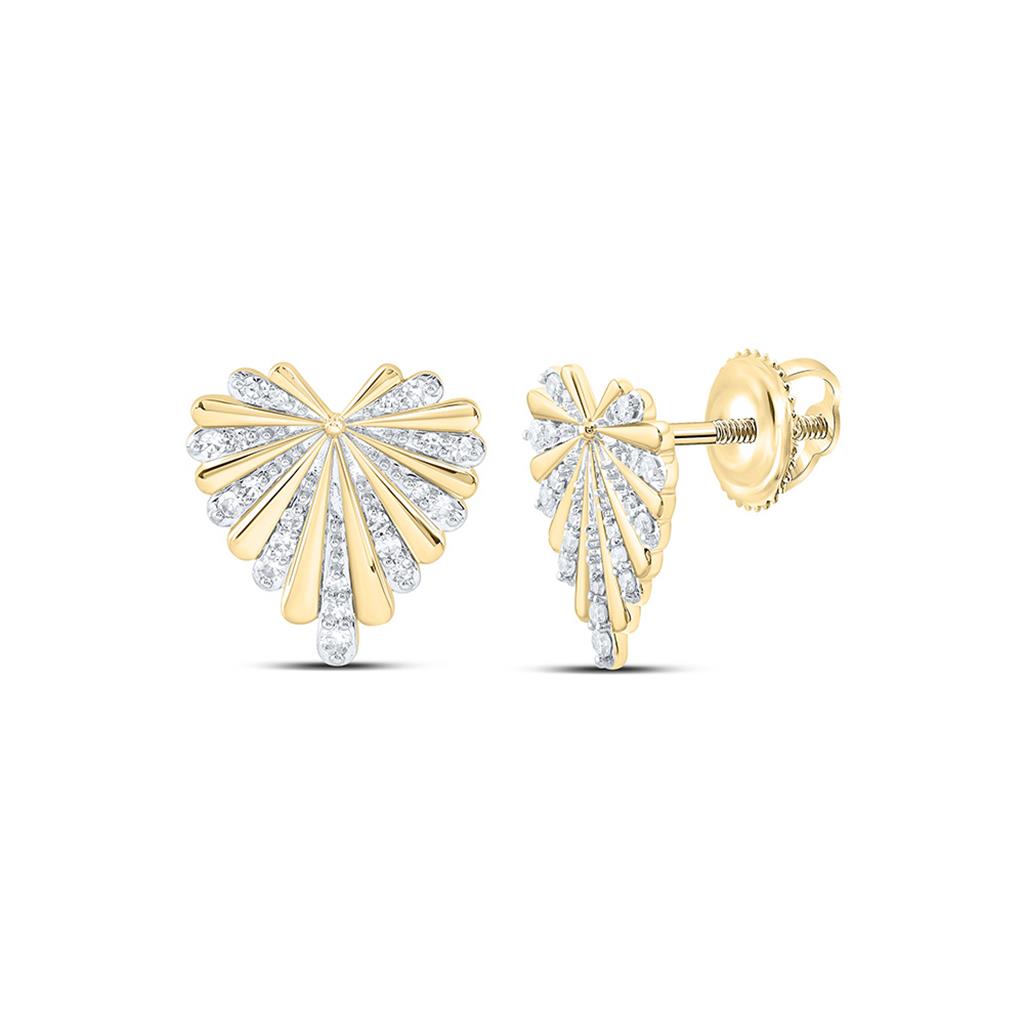 10K Yellow Gold 1/6 Cttw Natural Diamond Fashion Heart Earring