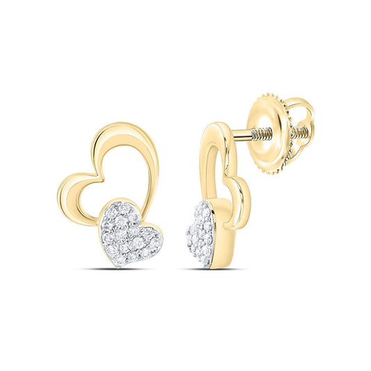 10K Yellow Gold 1/8 Cttw Natural Diamond Fashion Heart Earring