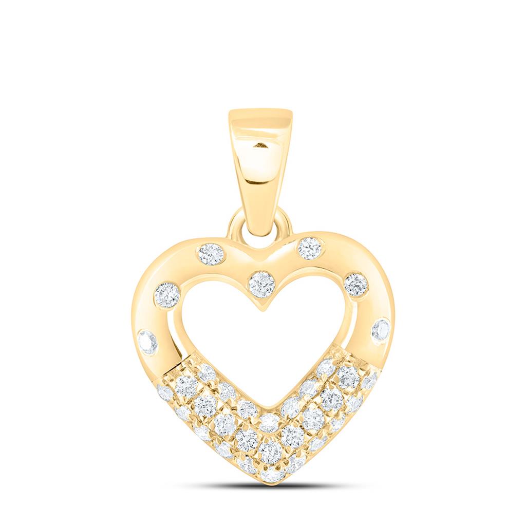 14K Yellow Gold 1/5 Cttw Natural Diamond Ana M Fashion Heart Pendant