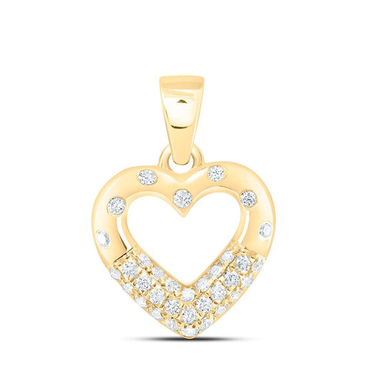 14K Yellow Gold 1/5 Cttw Natural Diamond Ana M Fashion Heart Pendant