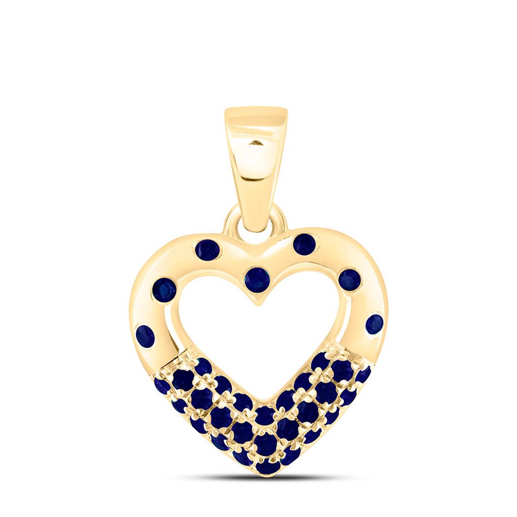 14K Yellow Gold 1/4 Cttw Round Natural Gem Heart Pendant